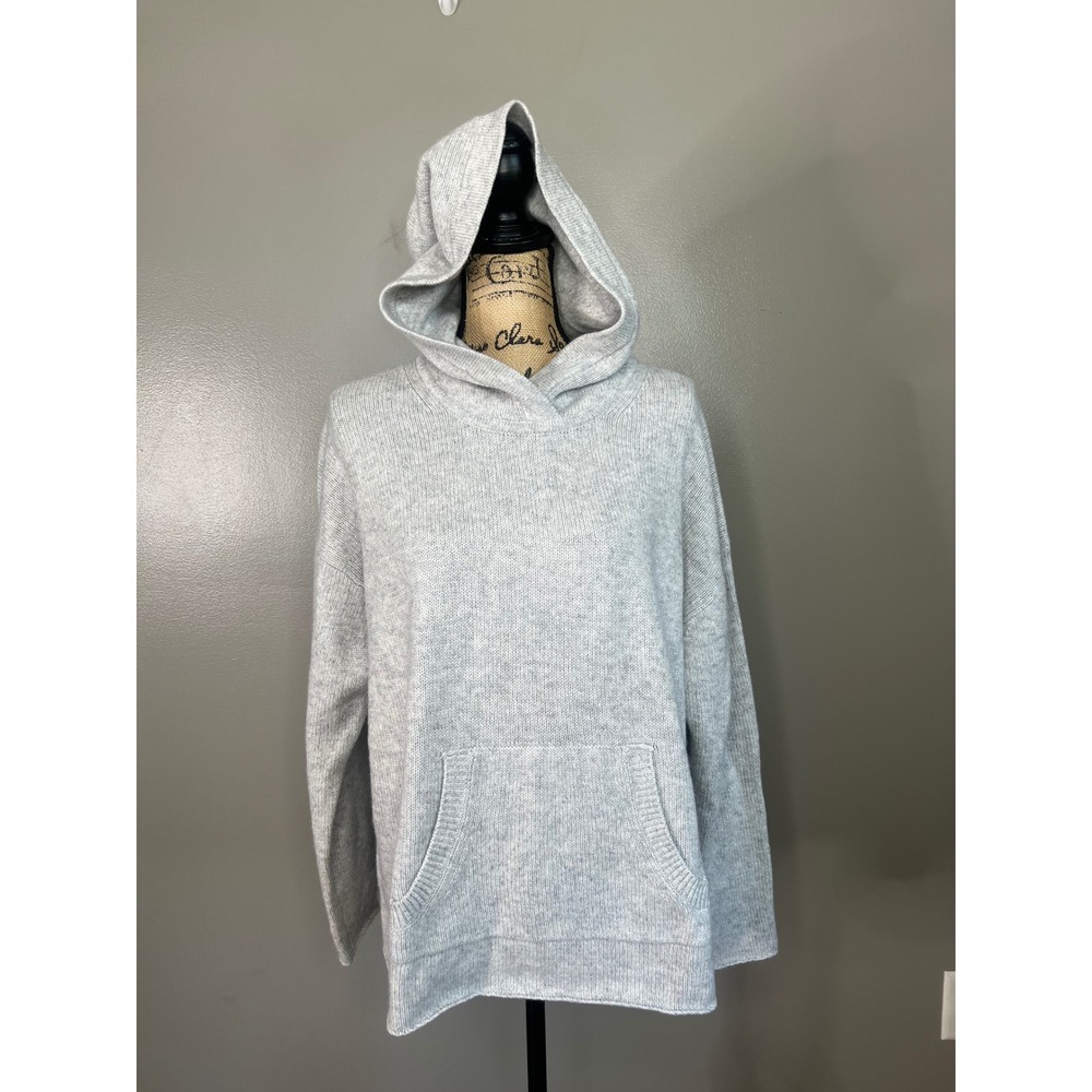 The White Company light grey hooded lounge cashmere sweater cozy soft girl